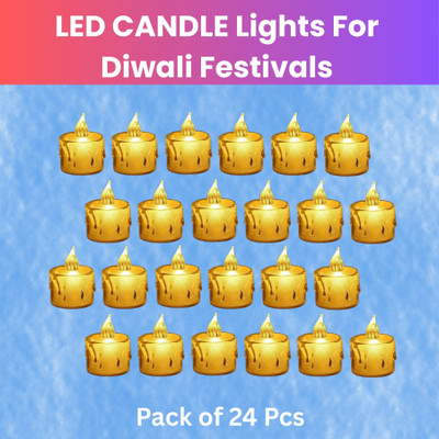 Guggu LED Candle Lights, LED Flameless Crystal Tea Candles Light For Diwali DécorQ430 Plastic (Pack of 24) Table Diya Set(Height: 2 inch)