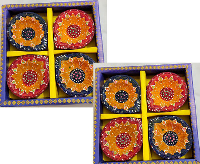 WINNSUN Terracotta (Pack of 8) Table Diya Set(Height: 1.5 inch)