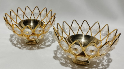 Mohammad Anwer Brass (Pack of 2) Table Diya Set(Height: 2.2 inch)