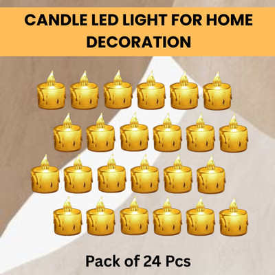 Guggu LED Candle Lights, LED Flameless Crystal Tea Candles Light For Diwali DécorW251 Plastic (Pack of 24) Table Diya Set(Height: 2 inch)