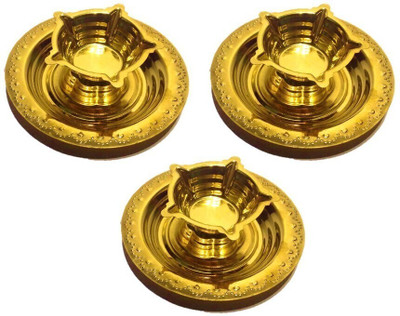 w3rocks 5 Face Large Brass (Pack of 3) Table Diya(Height: 1.5 inch)