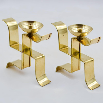 Craftomanic Brass (Pack of 2) Table Diya Set(Height: 4 inch)