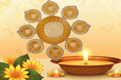 Heaven Decor Urli Bowl with Diya Tealight Holders for Table Pooja Decorative Urli Brass Table Diya(Height: 2.3 inch)