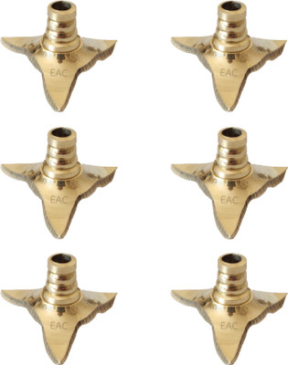 EAC Brass Wick Holder for Pooja Diya, Batti Holder Brass (Pack of 6) Table Diya Set(Height: 0.9 inch)