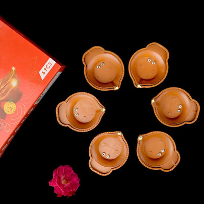 LAZYwindow Plastic (Pack of 6) Table Diya(Height: 1.5 inch)