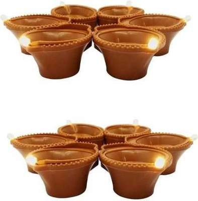 SHOP EXCITING Water Diya For Diwali Festival With Sensor Technology Water Diya Plastic (Pack of 12) Table Diya(Height: 1 inch)