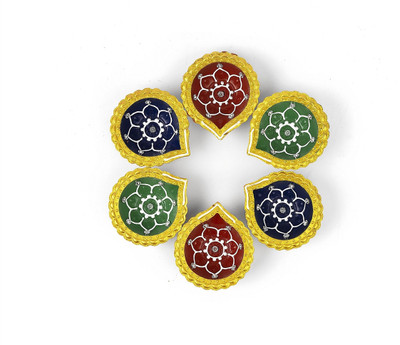 TOTA TOTA Color Diya Premium diyas for diwali Terracotta, Earthenware (Pack of 6) Table Diya Set(Height: 2 inch)
