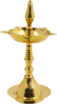 Spilbox Brass Kerala Fancy Diya-Size4|KuthuVillaku Diya for Puja|Home&Temple Pooja Decor Brass Table Diya(Height: 6.2 inch)