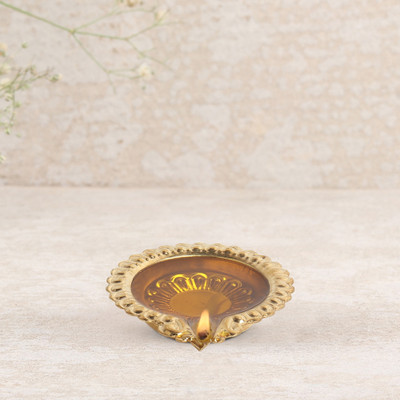 DOKCHAN Pure Brass Kuber Aarti Akhand Diya, Deepak, Oil lamp On Table Diya Set of 2 Brass (Pack of 2) Table Diya(Height: 0.5 inch)