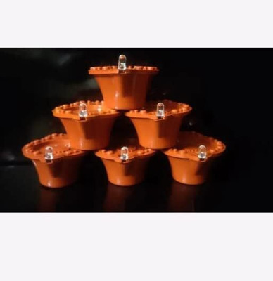 Ripp Water Sensor Electric LED Brown Diya | Floating Tea Light Diya for Decoration Plastic (Pack of 2) Table Diya Set(Height: 1.18 inch)