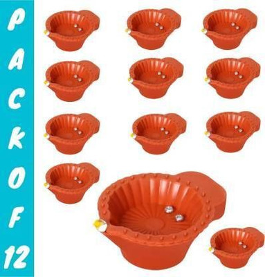 SHOP EXCITING Water Diya For Diwali Festival With Sensor Technology Water Diya Plastic (Pack of 12) Table Diya(Height: 1 inch)