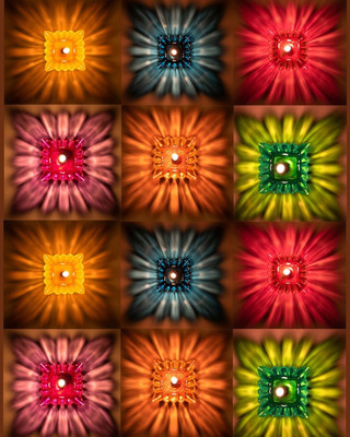KITKEET 3D Shadow Reflection Floating Plastic Lamp/Decorative Dipawali / Diwali Diya Plastic (Pack of 12) Table Diya Set(Height: 1 inch)