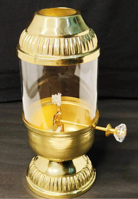AH IMPEX Brass Akhand Jyoti Diya With Glass Cover / Heatproof / Screw Lever Adjustable, Brass Table Diya(Height: 6.5 inch)