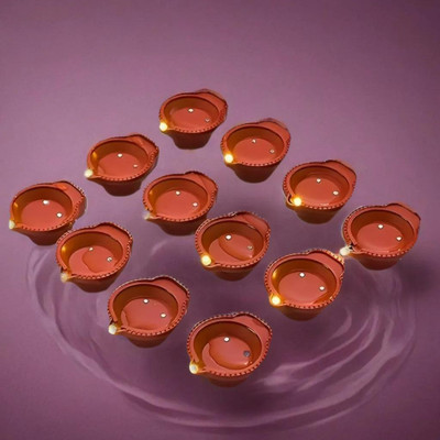 3BAAN Plastic (Pack of 12) Table Diya Set(Height: 2 inch)