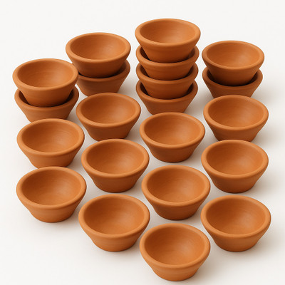 MadKus Handmade Clay Diya Earthenware (Pack of 51) Table Diya Set(Height: 0.78 inch)