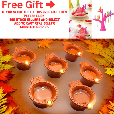 ZURU BUNCH Flameless and Smokeless Water Sensor Eco-Friendly Led Diyas for Home Decor Plastic (Pack of 6) Table Diya Set(Height: 1.3 inch)