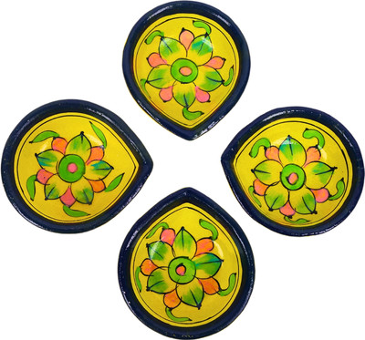 Natriel Ceramic (Pack of 4) Table Diya(Height: 0.78 inch)