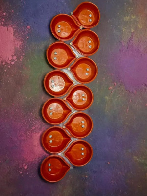 3BAAN X52 Sensor Brown Real Diya, Lighten Up When Fill with Water Plastic Plastic (Pack of 12) Table Diya Set(Height: 2 inch)