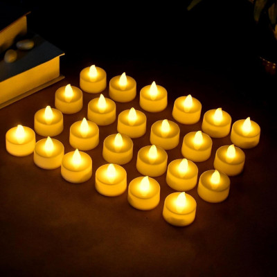 kitchenkarrt LED Tealight Candles | Flameless Diyas for Diwali & Home Decoration (Pack of 24) Plastic (Pack of 24) Table Diya Set(Height: 3.5 inch)