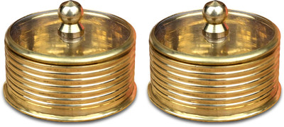 Rudra Centre Container with clear lid Brass (Pack of 2) Table Diya Set(Height: 1.2 inch)