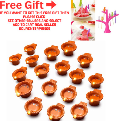 ZURU BUNCH LED Diya with Water Sensor Battery Powered For Temple Office/Home Decoration PTFE (Non-stick) (Pack of 12) Table Diya Set(Height: 1.1 inch)