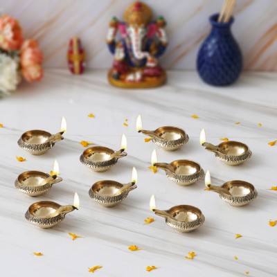 eCraftIndia Brass Table Diya Set(Height: 2.54 inch)