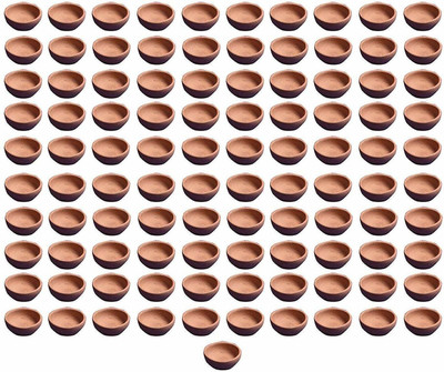 Erza India Natural Clay Traditional Diwali Ke Diye Earthen Clay Diya Wood (Pack of 24) Table Diya(Height: 0.8 inch)