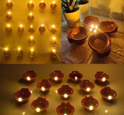 MSFabiha Sensor Water Eco-friendly lighting diya for home decoration Plastic (Pack of 12) Plastic (Pack of 12) Table Diya Set(Height: 1.5 inch)