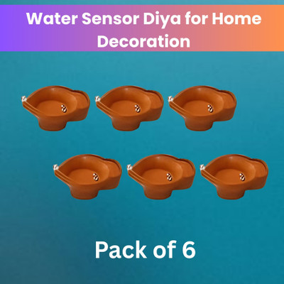 Clairbell Water Sensor Diya, LED Water Diyas for Diwali, Home & Office Décor Pack of 6E435 Plastic (Pack of 6) Table Diya Set(Height: 2 inch)