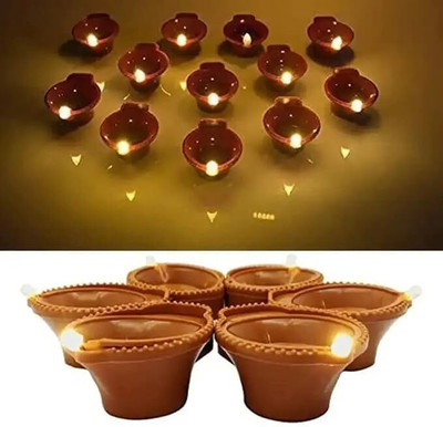 wozaxo Plastic (Pack of 6) Table Diya Set(Height: 2 inch)