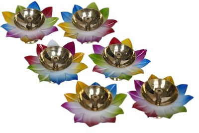 PujaSamadhaan Brass (Pack of 6) Table Diya Set(Height: 3 inch)
