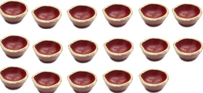 SOMUDEE Pottery (Pack of 17) Table Diya Set(Height: 1 inch)