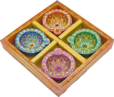 SONKARS Terracotta (Pack of 4) Table Diya(Height: 3 inch)