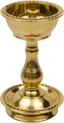 Spillbox Diya for Puja Deepak Deepam Oil Lamp for Home Temple- Udupi Nandha Stand Brass Table Diya(Height: 4.1 inch)