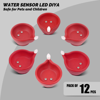 SLYKA WATER SENSOR DECORATIVE DIYA FOR HOME,OFFICE, BALCONY Plastic (Pack of 12) Table Diya Set(Height: 1.6 inch)