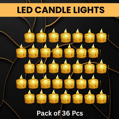 YAROH LED Candle Lights, LED Flameless Crystal Tea Candles Light For Diwali DécorZE174 Plastic (Pack of 36) Table Diya Set(Height: 2 inch)