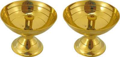 LandCVentures Poyal Cup Diya Brass (Pack of 2) Table Diya Set(Height: 1.57 inch)