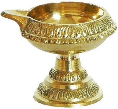 mnaonline Very small 1.5 Inch Designer Brass Diya / Pooja Deepak Brass Table Diya(Height: 3 inch)