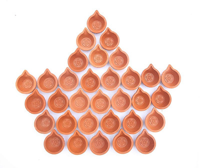 SOMUDEE Terracotta (Pack of 100) Table Diya(Height: 3 inch)