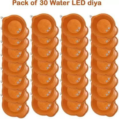 Raga Plus Diwali light battery Operated Diya Smokeless Water Sensor Led Diyas Plastic Plastic (Pack of 30) Table Diya Set(Height: 1.3 inch)
