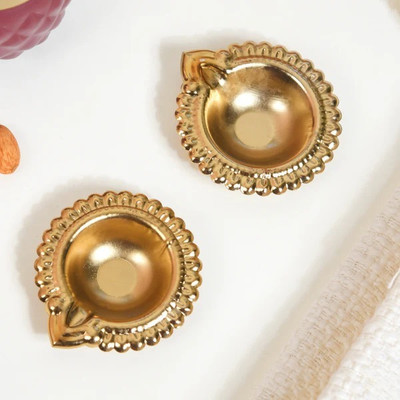 Sansak Brass (Pack of 6) Table Diya(Height: 0.5 inch)