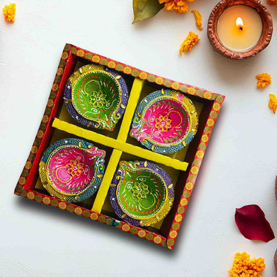 Kreyam's Traditional Mitti Diya For Diwali Pooja Earthenware Table Diya Set(Height: 1 inch)