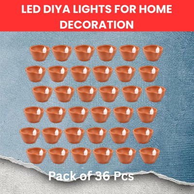 Frony LED Water Diya, Water Sensor Diya for Diwali Festival Home & Office DécorZE24 Plastic (Pack of 36) Table Diya Set(Height: 2 inch)