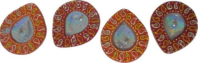 beautric Terracotta (Pack of 4) Table Diya Set(Height: 3.5 inch)