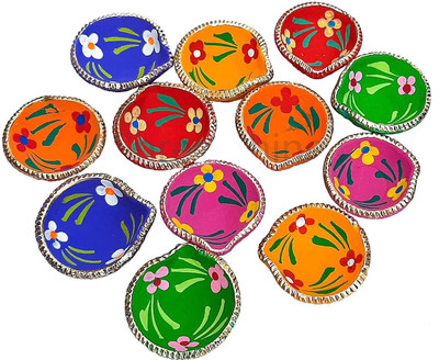 ASIDEA Traditional Handmade Clay diya Terracotta (Pack of 10) Table Diya(Height: 2.3 inch)