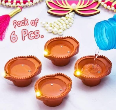 MELVIS Water sensor diyas Plastic (Pack of 6) Table Diya Set(Height: 3 inch)