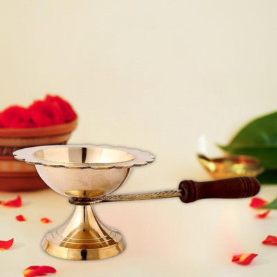 SBBCO Kapoor Arti Diya, Dhoop Dani/2 No /Puja Aarti/Jyoti/ Deepak/ Brass Table Diya Brass Table Diya(Height: 1.8 inch)