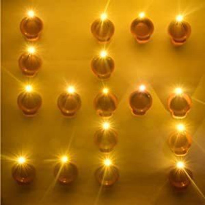 LAVITRA Water Sensor Led Diyas Candle With Water Sensing Technology E-Diya Plastic 12 - Cup Candle Holder Set(Brown, Pack of 12)