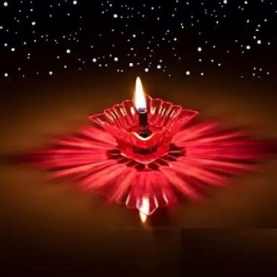 Da Novira Designer Multi Shape Transparent Reusable Oil Diya with 3D Reflection Plastic (Pack of 48) Table Diya Set(Height: 1.5 inch)