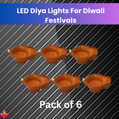 YAROH LED Water Diya & Water Sensor Diya for Diwali Festival Home & Office Décor_6A259 Plastic (Pack of 6) Table Diya Set(Height: 2 inch)